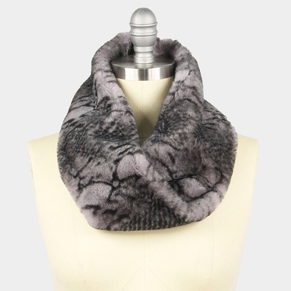 Accessories - LAST ONE! Python Print Fur Twisted Tube Scarf